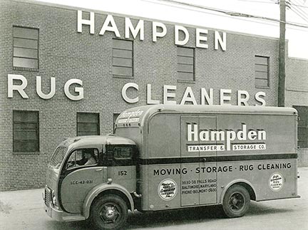 black and white old image of Hampden truck.